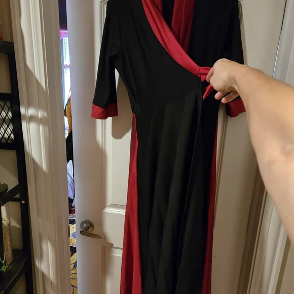 Elhoffer Design Magical Maxi Wrap Dress Red & Black - Picture 2 of 11